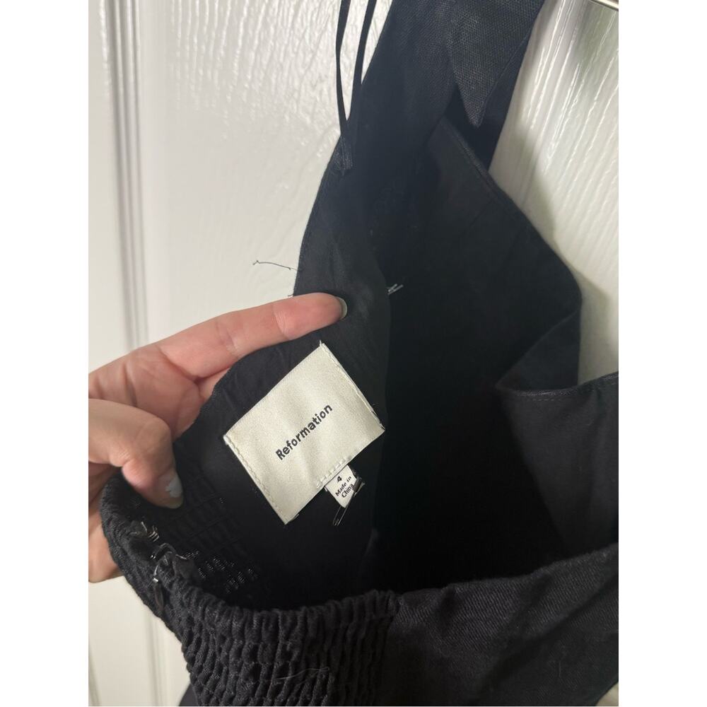 Reformation Malika Linen Jumpsuit in Black 4 FLAW - Picture 7 of 7